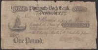 Plymouth Dock Bank, Devonshire, for Thomas Clinton Shiells & Henry Incledon Johns, £1, 1 February 1820, serial...