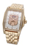 Breitling. A gold and diamond-set rectangular wristwatch with date and bracelet, Flying B for Bentley, Ref. R16362,...