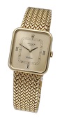Rolex. A gold rectangular bracelet watch, ref. 4332, Cellini, circa 1975.
Movement: cal. 1601, manual winding, 19...