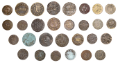 17th Century Tokens, Wallingford, John Angier, Farthing, 1669, 0.56g/12h (N 204; BW. 129); James Anslow, Halfpence,...