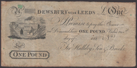 Dewsbury near Leeds, for Hallidey, Son & Brook, unissued £1, 182-, no serial number or signatures, good fine and...