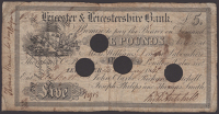 Leicester & Leicestershire Bank, for John Clarke, Richard Mitchell, Joseph Philips & Thomas Smith, cancelled £5, 24...