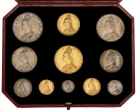 Victoria (1837-1901), Specimen set, 1887, comprising Five Pounds, Two Pounds, Sovereign and Half-Sovereign, Crown,...