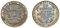 19th Century Tokens, Reading, John Berkeley Monck, Eighteen Pence, 1811, arms, rev. value, edge grained, 6.23g/12h...