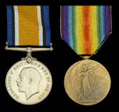 Pair: Private R. S. Beattie, Guards Machine Gun Regiment

British War and Victory Medals (4136 Pte. R. S. Beattie....