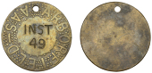 Miscellaneous Tokens and Checks, Arborfield, A[rmy] A[pprentice] S[chool], uniface brass [1947-66], stamped inst 49,...