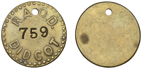Miscellaneous Tokens and Checks, Didcot, R[oyal] A[rmy] O[rdnance] D[epot], uniface brass, stamped 759, 35mm,...