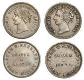 Miscellaneous Tokens and Checks, East Ilsley, Adam Wheeler, copper Farthings (2), both 22mm, 3.39g/12h, 3.28g/12h...