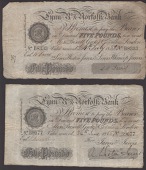 Lynn Regis & Norfolk Bank, for Jarvis & Jarvis, £5, 24 June 1885, £10 (2), 24 July 1882, all with A. Weston Jarvis...