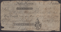 Holt House, Derbyshire, for Self & Compy, £1, 1 April 1801, serial number U2/31, D. Dakeyne signature, trimmed for...
