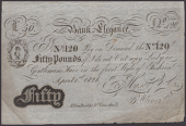 Bank of Elegance, G. Oliver, 9 New Bridge Street, Vauxhall, a skit note for £50, 1 April 1826, serial number 120,...