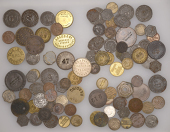 Miscellaneous Tokens and Checks, Reading, Adams & Co, oval brass bracteate, 38 x 25mm, 1.32g; Berkshire Iron Works,...