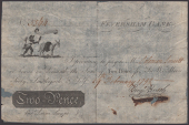 Feversham Bank, for Sir Wm Moore, Sooty, Smokejack, & Self, 2 Pence, 29 February 1792, serial number 5564,...