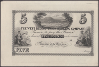 West Riding Union Banking Company, proof £5, Huddersfield, ND (c.1880), black print on paper, good extremely fine,...