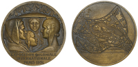 FRANCE, Exposition Coloniale Internationale, Paris, 1931, an Art Déco bronze medal by L.-G. Bazor, Marianne greets...