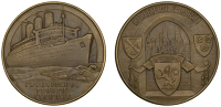 ENGLAND, Maiden Voyage of the RMS Queen Mary, 1936, a bronze medal by G. Bayes for the Royal Mint, liner under...