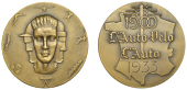 FRANCE, L’Auto-Velo, L’Auto, 1930, an Art Déco bronze medal by V. Scobeltzine for Fraisse-Demey, male head...