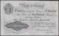 Bank of England, Cyril P. Mahon, £100, Leeds, 27 March 1926, serial number 53/Y 13574, two bank stamps, minor...