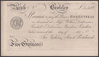 Broseley Bank, for Vickers, Son & Pritchard, proof 5 Guineas on card, 180-, no serial number or signature, good...