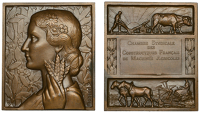 FRANCE, Concours Agricole, Labourage, [Agricultural Competition, Ploughing], 1937, an Art Déco bronze award plaque...