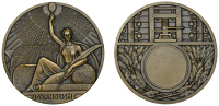 FRANCE, Journalisme, 1939, an Art Déco bronze award medal by R. Cochet, Journalism symbolized by a woman draped in...