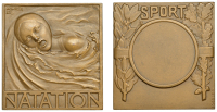 FRANCE, Natation [Swimming], 1941, an Art Déco bronze award plaque by E.-A. Monier and P.-A. Morlon, female swimmer...