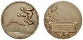 FRANCE, Natation [Swimming], c. 1925, a bronze award medal by E.-C. Fraisse and H.-A.-A. Dubois, three male swimmers...