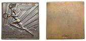 ENGLAND, Insurance Athletic Association Championship, c. 1930, a uniface square Art Déco bronze plaquette by Dance...