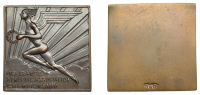 ENGLAND, Insurance Athletic Association Championship, c. 1930, a uniface square Art Déco bronze plaquette by Dance...