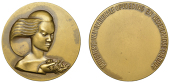 FRANCE/NETHERLANDS, Femme avec roses [Woman with Roses], c. 1935, an Art Déco bronze award medal by R.I. Ramaux,...