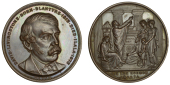 England, Centenary of the Birth of David Livingstone, 1913, a bronze medal by A. Wyon, bust three-quarters right,...