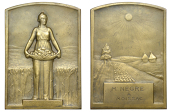 FRANCE, Comptoir Français de l’Azote, c.. 1935, an Art Déco bronze award plaque by M. Delannoy for Susse Frès,...