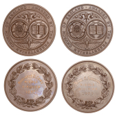 England, The Presbyterian Church of England, pair of high relief copper medals by J.S. & A.B. Wyon, both named on...