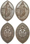 Scotland, The Scottish National Sabbath School Union, a pair of high-relief pointed-oval copper medals awarded for...