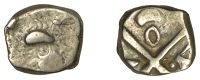 Continental Iron Age, VOLCAE-TECTOSAGES, silver Drachm, stylised head with flowing hair left, rev. cross with loop,...
