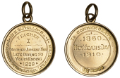 England, LEOMINSTER, Moravian Sunday School, a circular 9ct gold fob medal, inscribed ‘To Commemorate’ around...