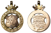 England, ROSSENDALE, Waterfoot, St. James Sunday School, a 9ct gold fob medal in the form of a shield with circlet...