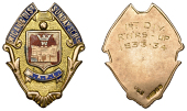 England, WIGAN & DISTRICT, Sunday Schools A. A. F. L., a shield-shaped 9ct gold fob medal, decorated with blue and...