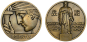FRANCE, Quatercentenaire du Collège de France, Paris, 1930, an Art Déco bronze medal by P. Turin, female head left...