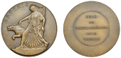 FRANCE, Artémis, 1924, an Art Déco bronze award medal by C.-L.-L. Mascaux for Arthus-Bertrand, Artemis walking...