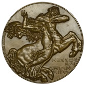 FRANCE, Nessus et Déjanire, 1944, a uniface Art Déco bronze medal by R. Delamarre, the centaur Nessus to right,...