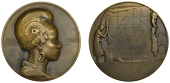 FRANCE, Exposition Coloniale Internationale, Paris, 1931, Soudan, an Art Déco bronze medal by E.-A. Monier, bust of...