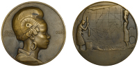 FRANCE, Exposition Coloniale Internationale, Paris, 1931, Soudan, an Art Déco bronze medal by E.-A. Monier, bust of...
