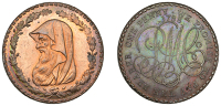 Amlwch, Parys Mine Co, Penny, 1788, druid’s head left encircled by thin wreath of 17 single acorns, rev. pm co...