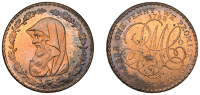 Amlwch, Parys Mine Co, Penny, 1788, druid’s head left encircled by thin wreath of 17 single acorns, rev. pm co...
