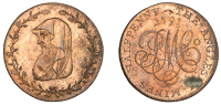 Amlwch, Parys Mine Co, Halfpenny, 1791, uncertain manufacturer (early Boulton?), druid’s head left encircled by...