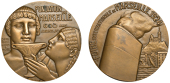 FRANCE, Foire Internationale de Marseille, 1924, an Art Déco bronze medal by E.-J. Vezien, Gyptis offering cup to...