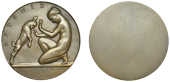FRANCE, Artémis, 1937, a uniface Art Déco bronze medal by E.-B. Doumenc, naked kneeling figure of Artemis kneeling...
