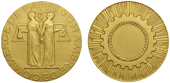 FRANCE, Chambre de Commerce de Paris, c. 1928, an Art Déco gilt-bronze award medal by A.-P.-M. Poisson, standing...