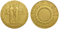 FRANCE, Chambre de Commerce de Paris, c. 1928, an Art Déco gilt-bronze award medal by A.-P.-M. Poisson, standing...